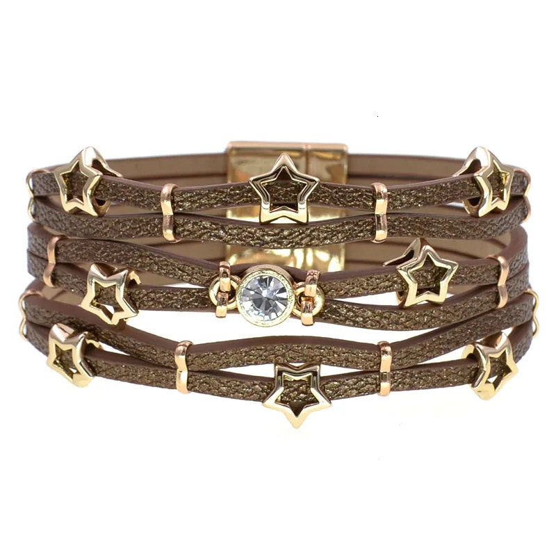 WELLMORE star bracelets for women Bohemia leather bracelets fashion wrap bracelets magnet bracelets Female jewelry wholesale 260318BJ - view 3