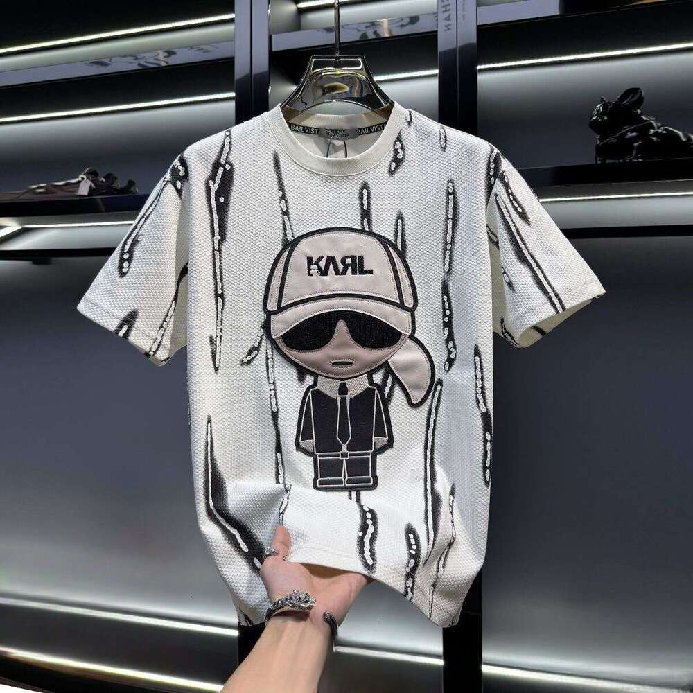 European High-End Embroidered Cartoon Short-Sleeve T-Shirt For Men Trendy Brand Lightweight And Breathable New Summer Men's Half-Sleeve Shirt Lua