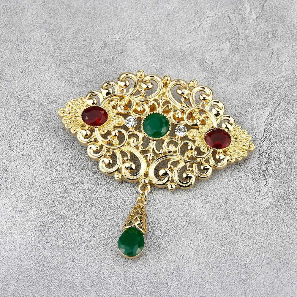 Sunspicems Fashion Arabic Flower Caftan Brooch Pins For Women 18K Gold Color Morocco Algeria Wedding Jewelry Crystal Bijoux Gift Z260401