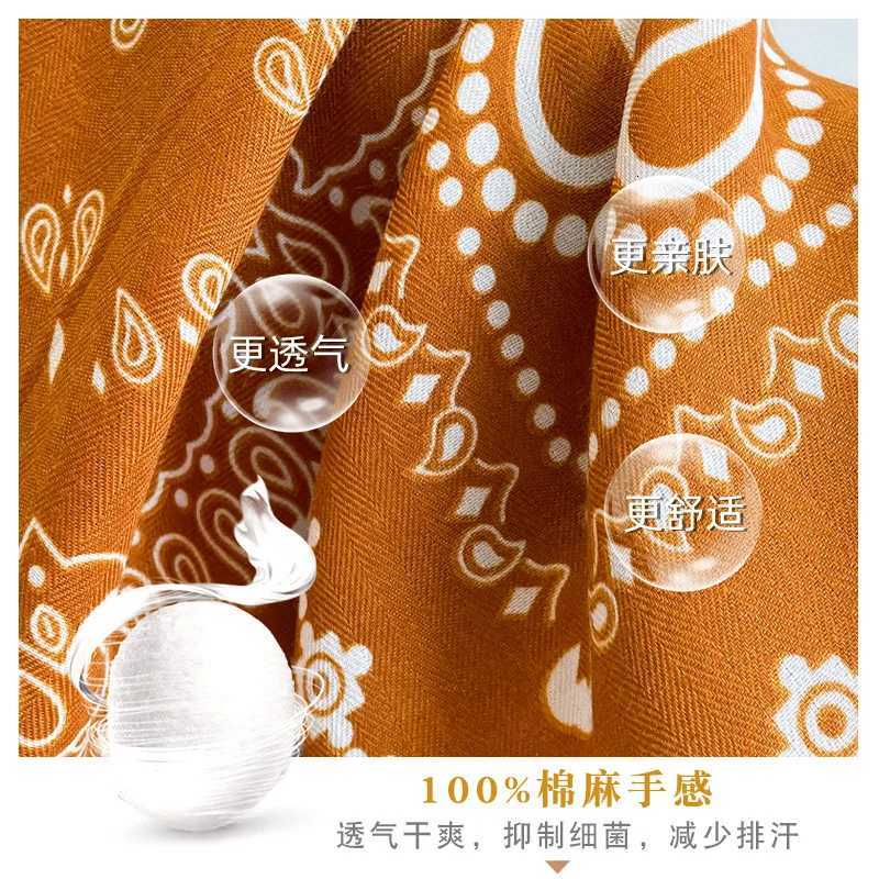 Cashew Flower Cotton and Linen Headband Silk 70 Small Square Scarf Womens Thin Scarf Linen Headscarf Versatile H260331