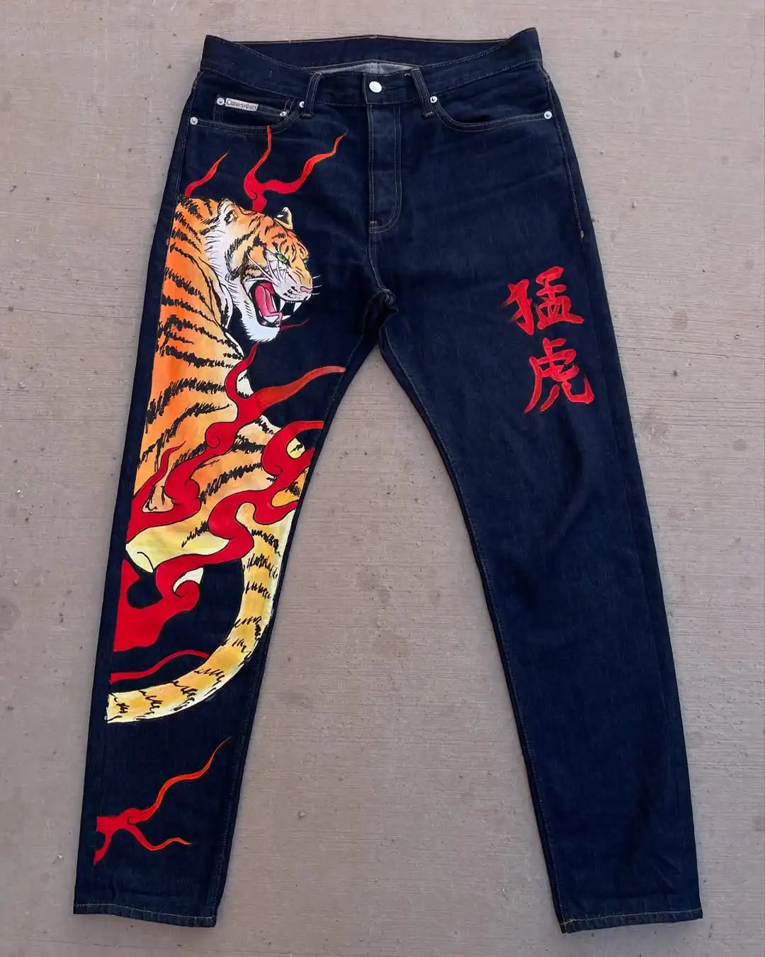 American Mens Dragon and Tiger Printed Jeans Cowboy High Street Urban Leisure Fashion Hip Hop Street Wear Daily Wearing Style 260331