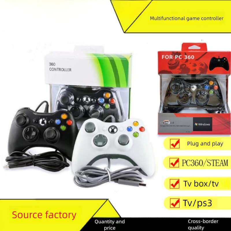 XBOX 360 Game Controller, Universal for TVBOX, PC, PS3, Android TV, Steam, Dual Motor Vibration, Wired & Wireless Gamepad, Gaming Accessories, Cross-b
