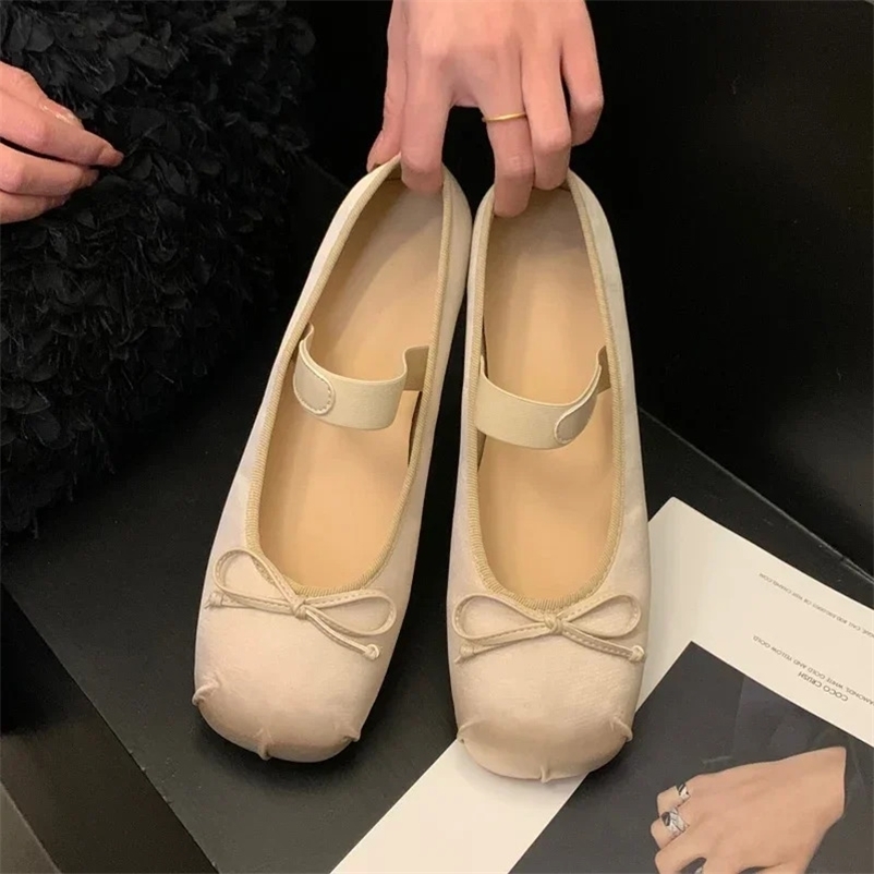 Satin Silk Loafer Ballet Shoes, Pink Rounded Toe Flats with Bowtie Closure 260325 - view 8