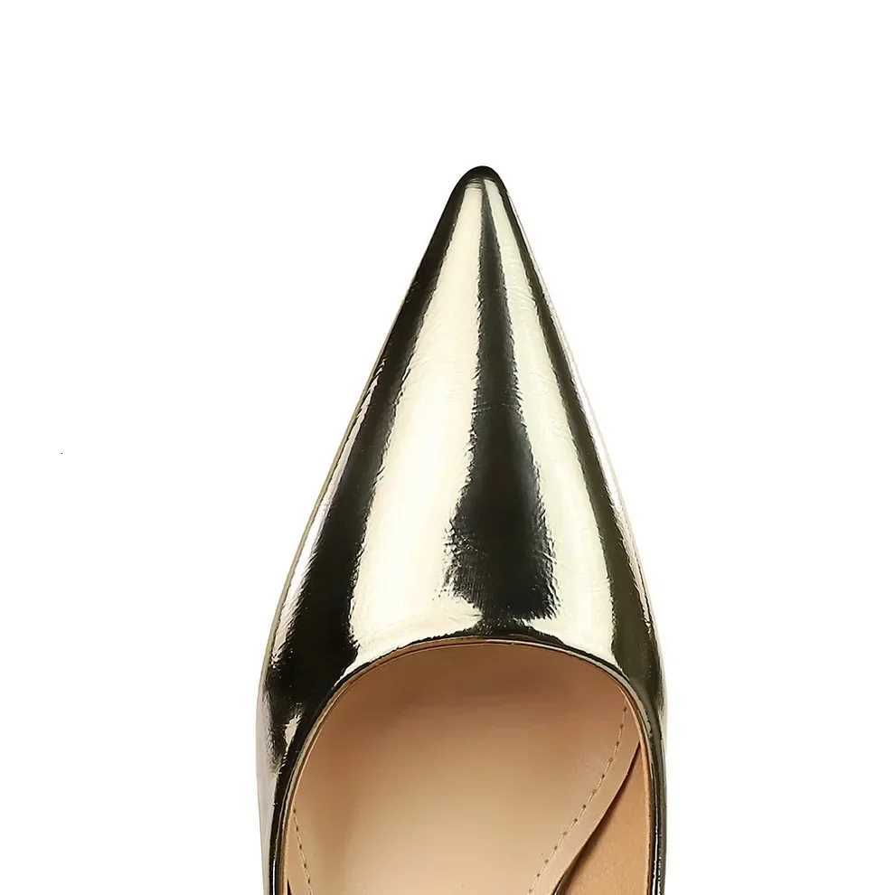 Women Comfortable 35cm High Heels Shallow Pointed Toe Work Pumps Lady Glossy Leather Low Heels 2024 Luxury Brand Designer Shoes X260401