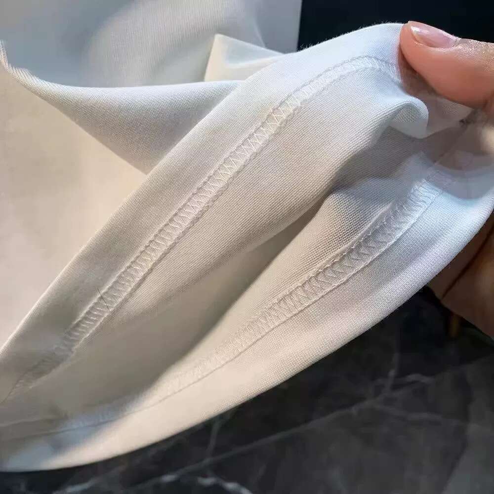 Neck Embroidered Short Sleeve Summer Fashion Men's Trendy Casual Couple Light Luxury T-Shirt Versatile