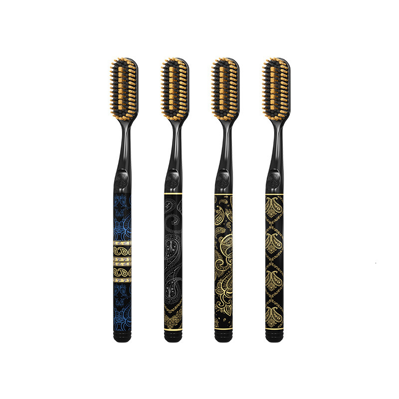 Toothbrushes Black Gold Hundred Hole Big Head Giant Soft Bristled Efficient Cleaning High Value Handle Gift Box Packaging