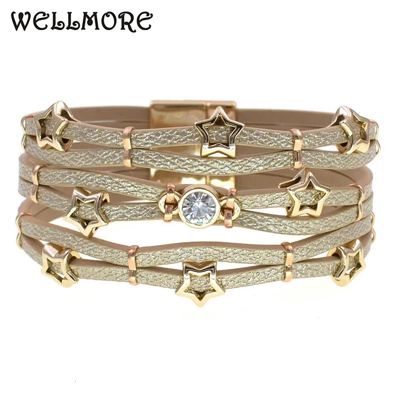 WELLMORE star bracelets for women Bohemia leather bracelets fashion wrap bracelets magnet bracelets Female jewelry wholesale 260318BJ