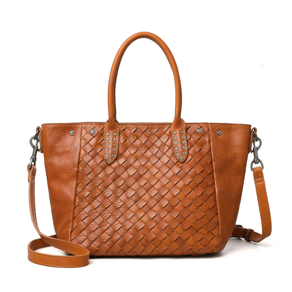 2026 New Women's Light Luxury Niche Genuine Leather Woven Handbag, High-End Fashion Shoulder Crossbody Bag SENYY