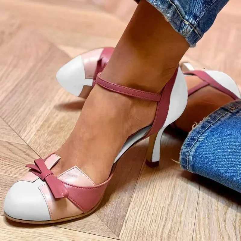 Summer High-heeled Sandals for Womens Fashion Color Blocking Buckle Strap Hollow Sandals Women Shoes Plus Size40-43 X260401