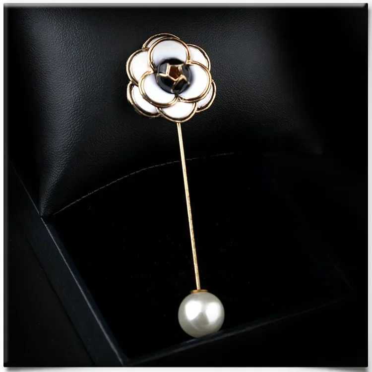Fashion New Sweater Lapel Pins and Brooches Rose Flower Corsage Camellia Long Needle Pin Women Shawl Scraf Buckle Accessories Z260401