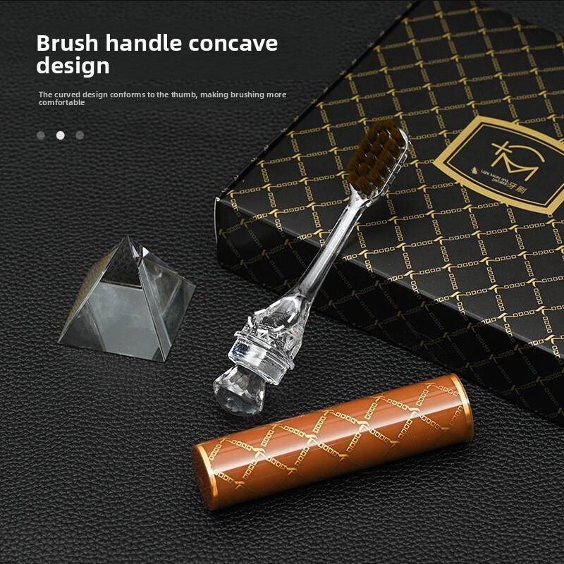 Toothbrush High End Luxury Lipstick Style Soft Bristles Gold Plated Wide Head Printed Stripe Plaid Pattern Portable Travel Family 4 Piece Gift Set