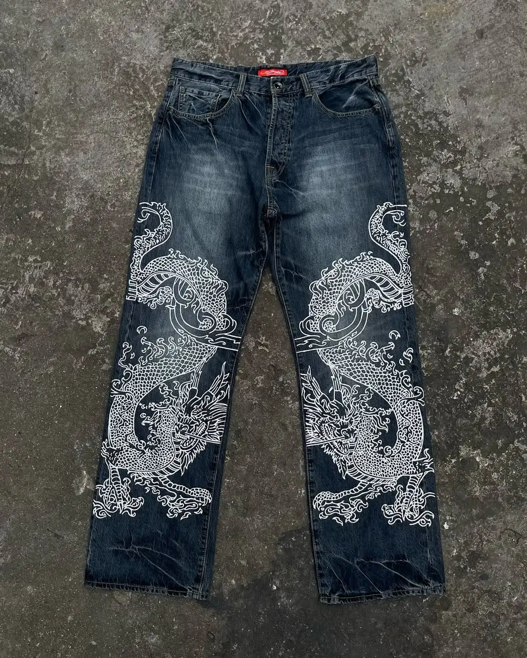 American Mens Dragon and Tiger Printed Jeans Cowboy High Street Urban Leisure Fashion Hip Hop Street Wear Daily Wearing Style 260331
