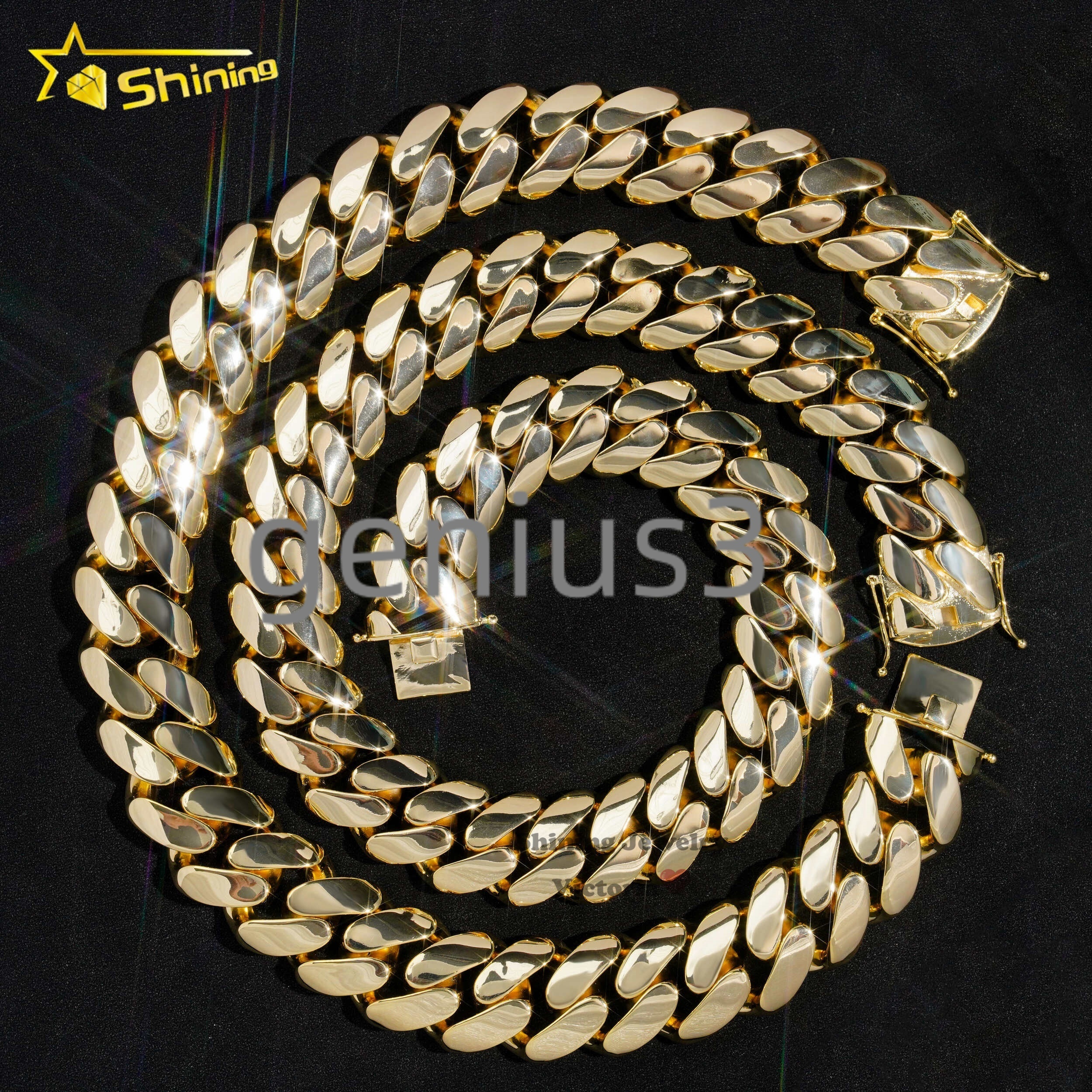 Hip Hop Jewelry Fashion Luxury and Heavy Necklace Super Big Cuban Necklace 18K Gold Plated Cuban Link Chain Miami Cuban Link