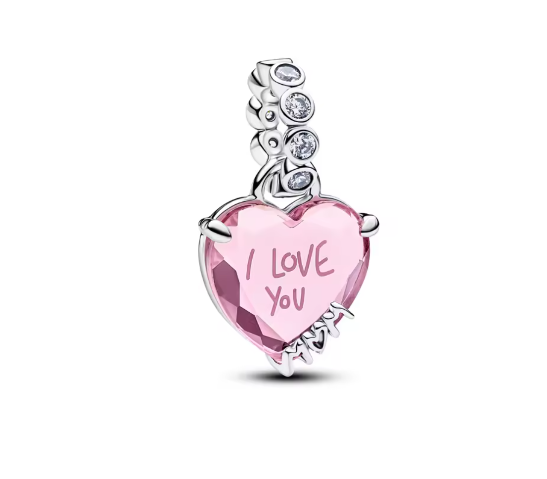 2026 New heart mortarboard Pink Tulip Flower Bud Caterpillar Clover Dangle Apple Charm Butterfly Beads Mom charms Fine Jewelry Mother's day Gift 