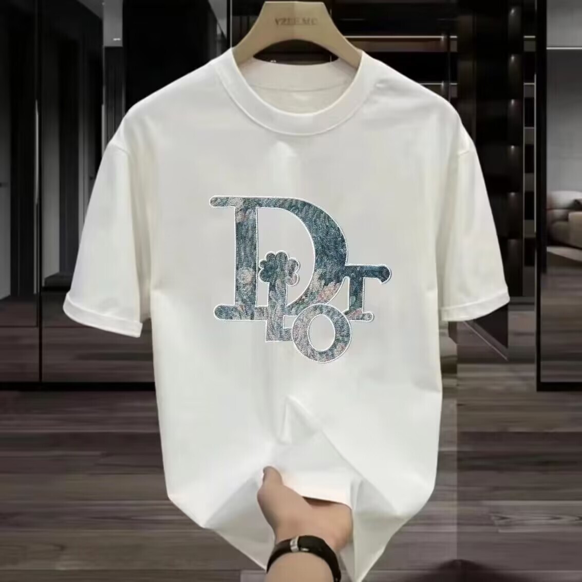 Luxury Brand Designer Clothes Plus Size Pure Cotton Printed Short-Sleeve T-Shirt, Loose Fit For Big And Heavy Men, Breathable Summer Round-Neck Short 