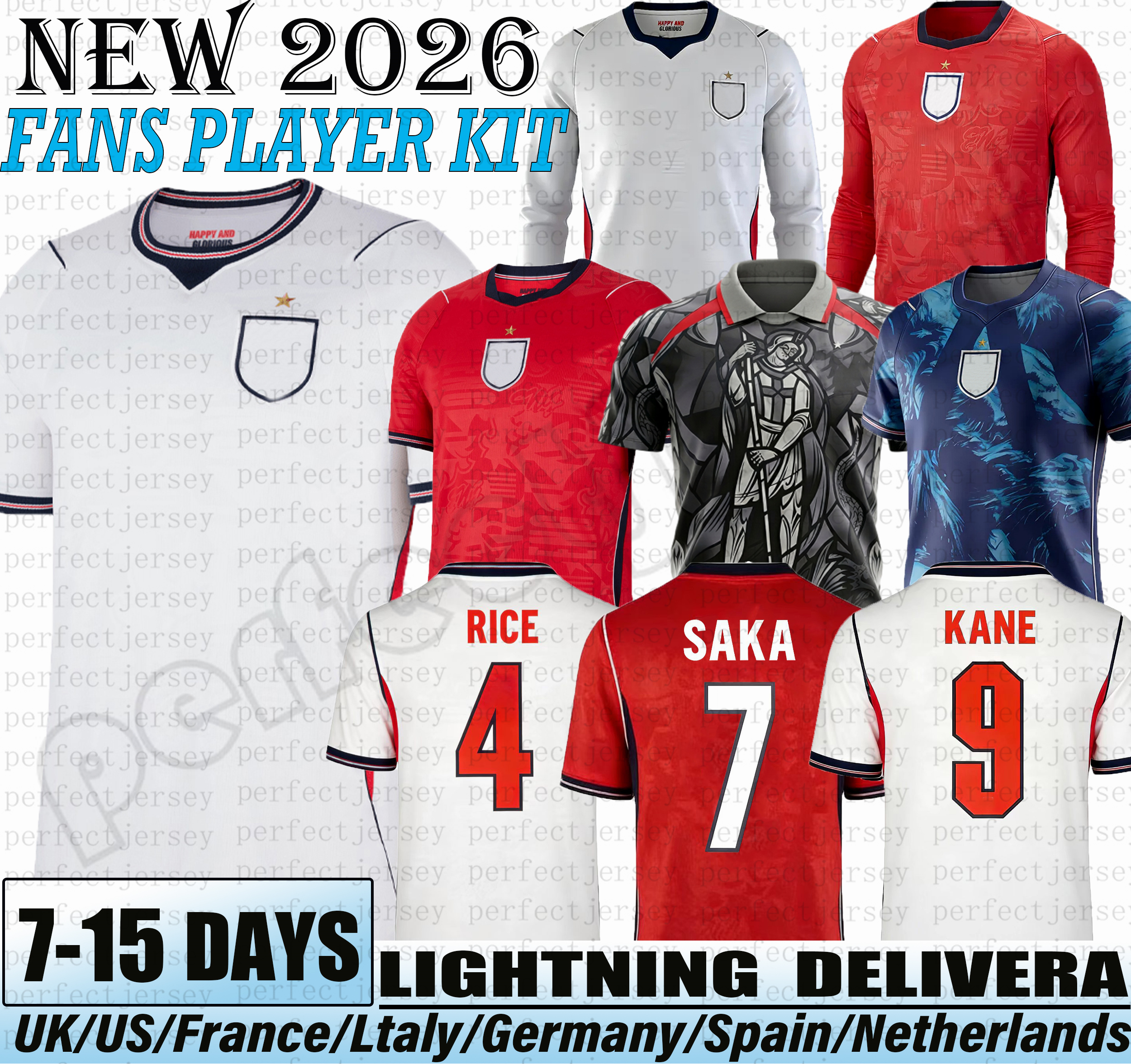 england kit 26 27 KANE SAKA ROGERS RICE Soccer Jersey england World Cup PICKFORD FODEN GORDON PALMER RASHFORD football shirt 2026