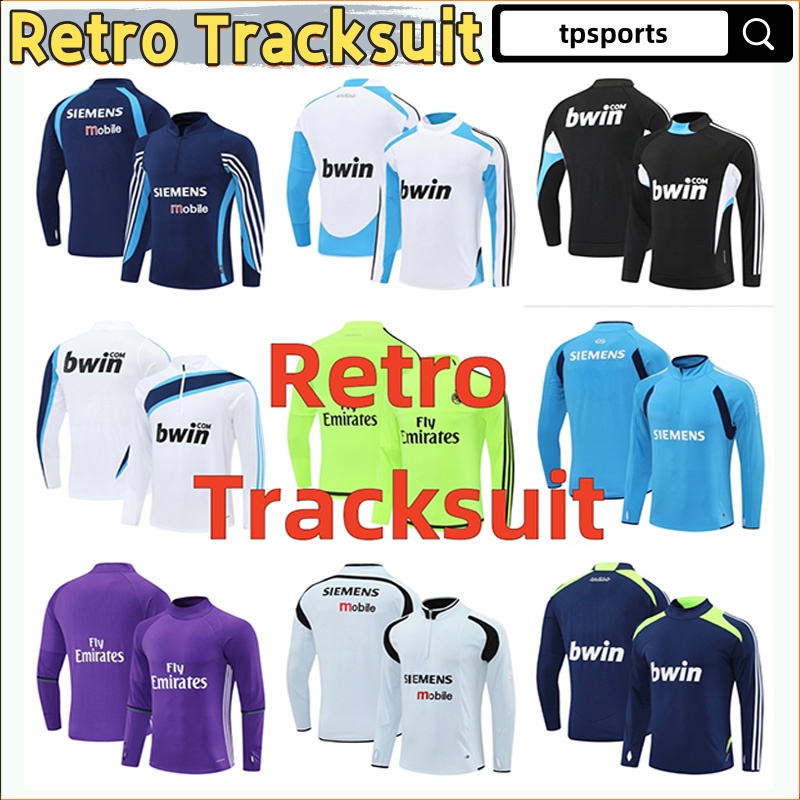 Retro Reals Madrid tracksuit Top long sleeved top training men sweatshirt Sweater long sleeved shirts kits 03 04 05 06 07 08 09 10 11 12 13 14 15 16 17