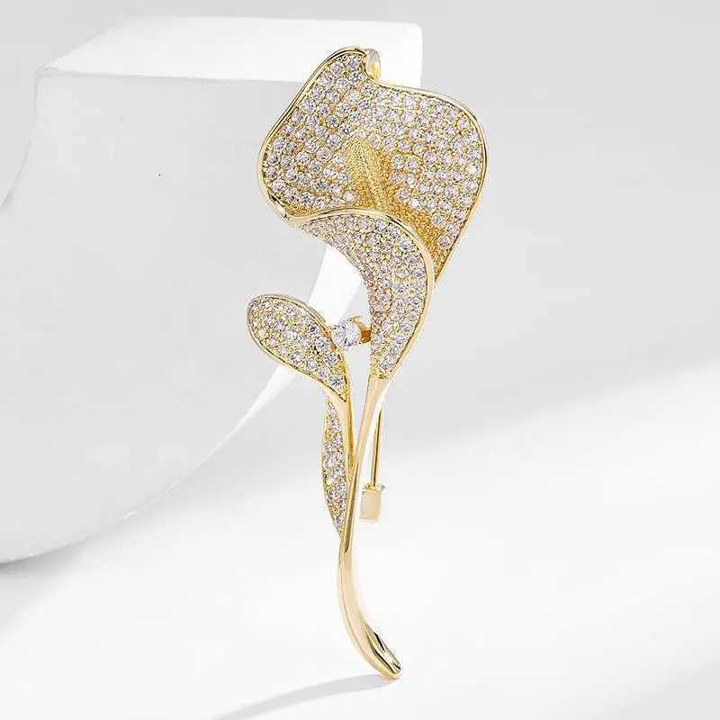 Fashion Exquisite Shiny Rhinestone Tulip Brooches For Women Clothing Coat Jewelry Accessries Gift Z260401