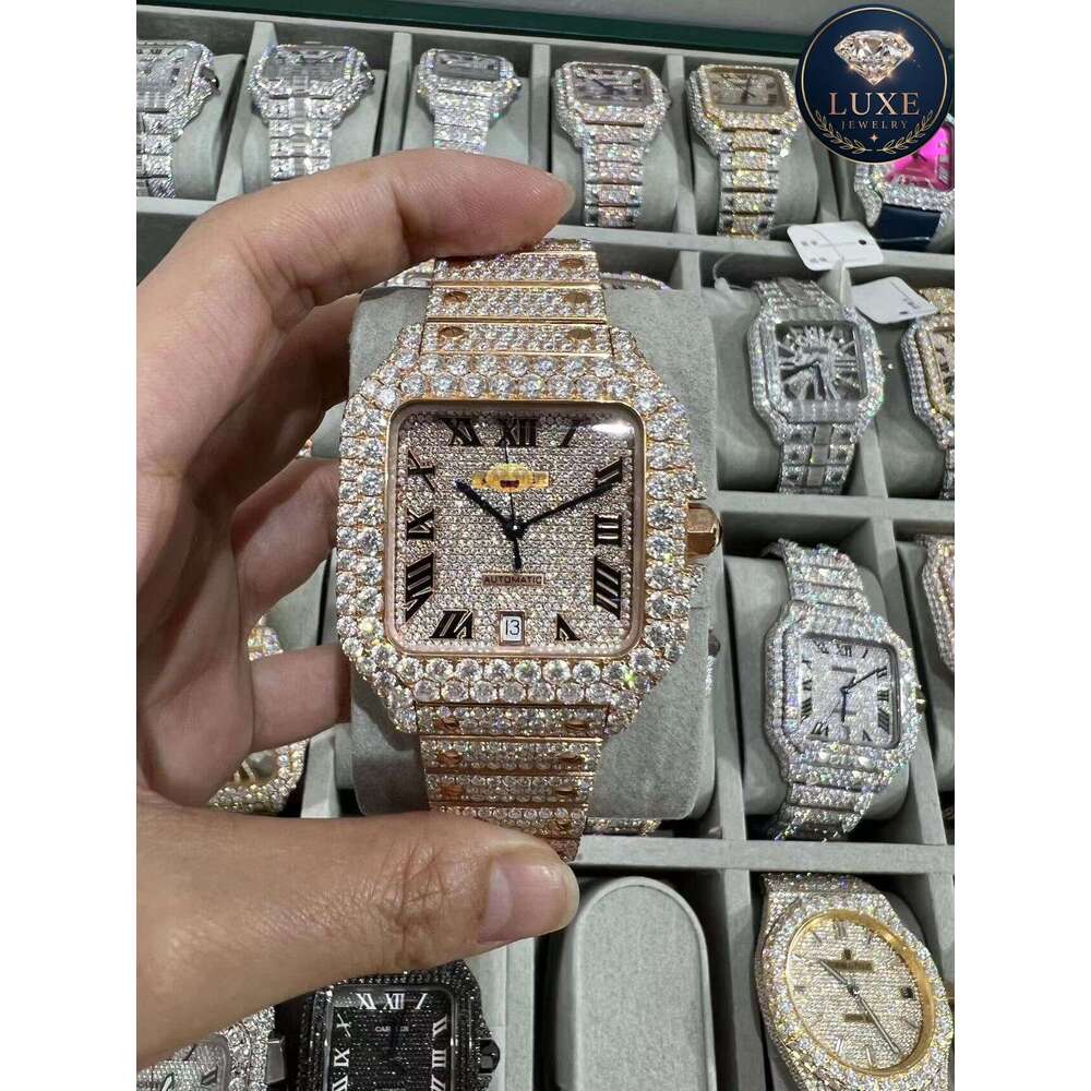 Men's Designer Moissanite Watch - D Color VVS Iced Out Full Automatic Mechanical Movement with Wholesale Price & Free Shipping