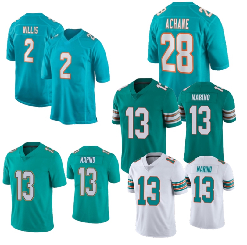 2026 New Malik Willis Football Jersey Dan Marino Devon Achane Braxton Berrios Jerseys