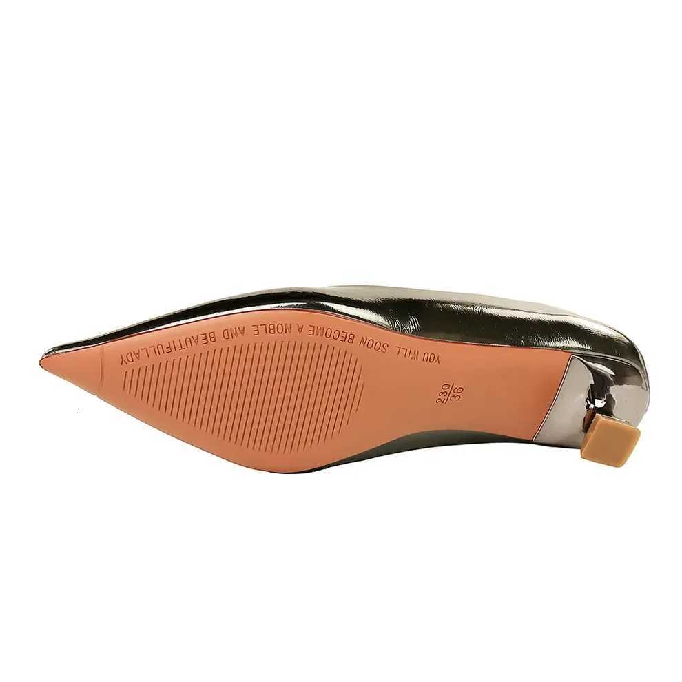 Women Comfortable 35cm High Heels Shallow Pointed Toe Work Pumps Lady Glossy Leather Low Heels 2024 Luxury Brand Designer Shoes X260401