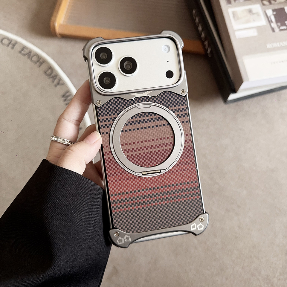 iPhone 15 Pro Max Compatible Fastand Metallic Frame with Unique Fiberglass Design - Supports Seamless Apple MagSafe Accessories Integration