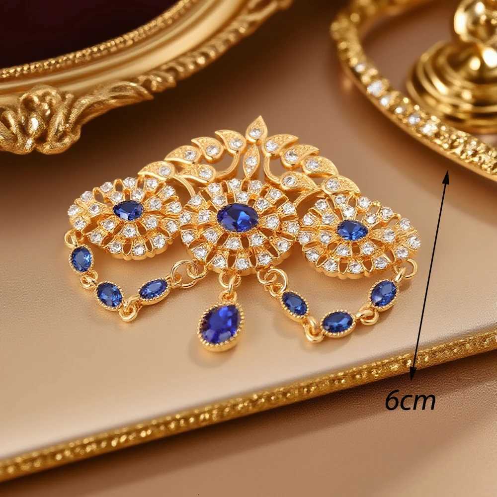 Gold plated moroccan vintage brooch for women arabic middle east bridal brooch pin caftan jewelry Z260401
