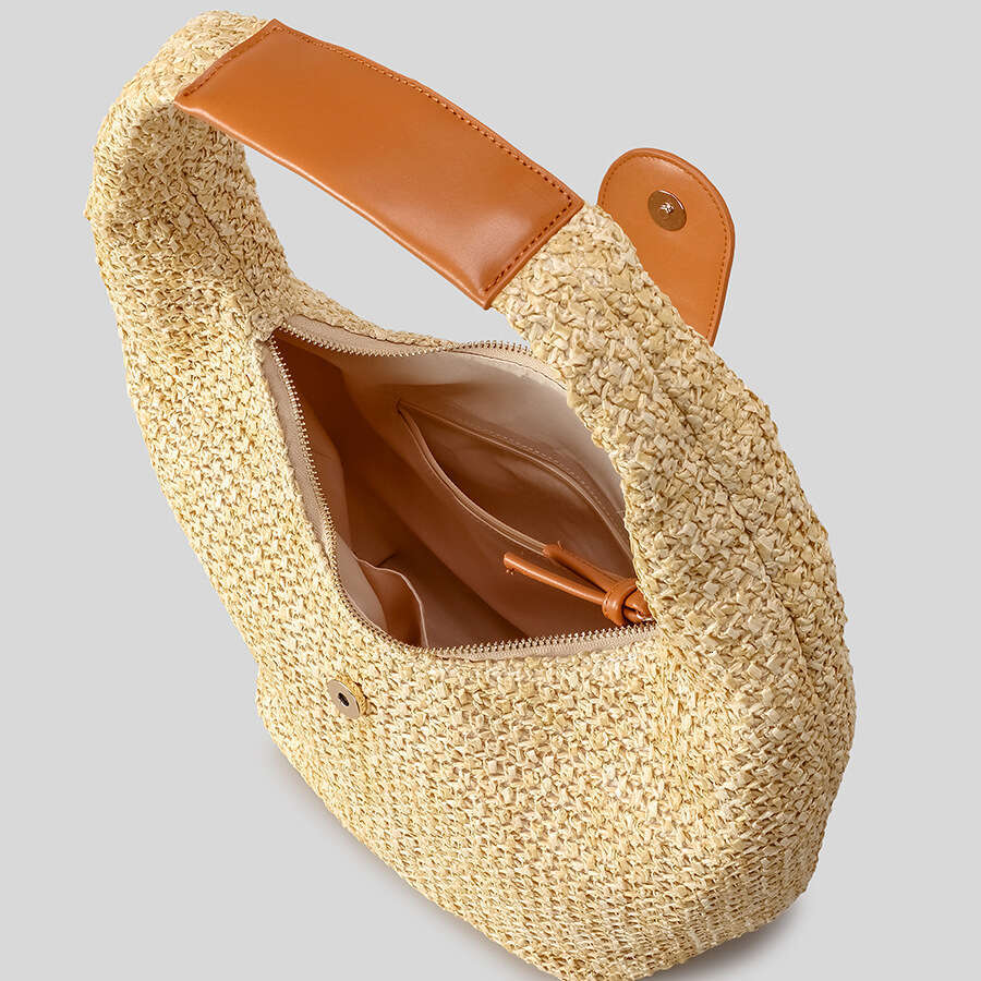 Casual Large Capacity Woven Dumpling New Women S Straw Underarm Color Block Summer Beach Shoulder Bag