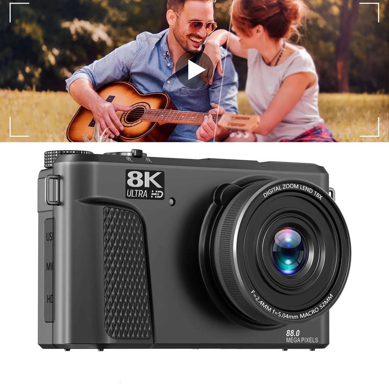 Digital Camera 8K 88MP 18x Zoom Autofocus WiFi Travel Camera with 3 Inch Flip Screen Multiple Filters Fill Light for LiveT260401