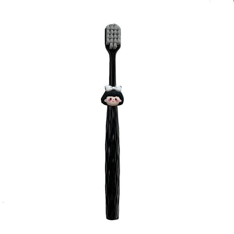 Toothbrush For Girls With Bowknot & Diamond Pattern Handle, Adult Household Wide Head Couple Toothbrush Cute Black White Soft Bristle