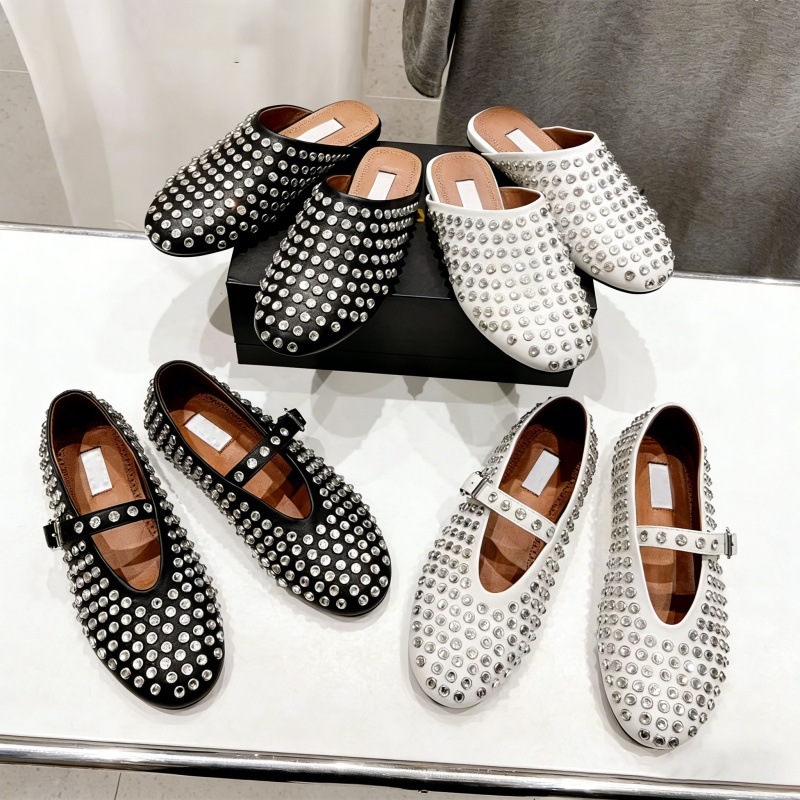 Designer Ballet Flat Shoes Women Mary Jane shoes Women Loafers luxury sandals sliver Patent Leather Dress shoes Casual slide rhinestone slipper Ballerina
