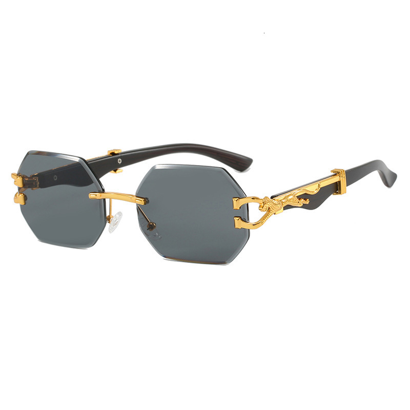 MUST-HAVE Retro Frameless Sunglasses, Leopard Head Cut-Edge Design, European & American Trendy Style, Irregular Fashion Glasses