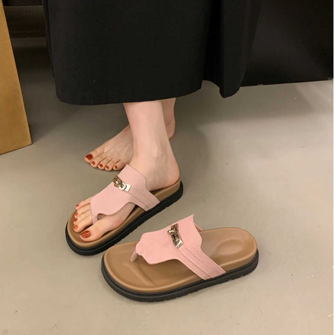 Women Slippers Flats Sandals Summer Shoes 2025 New Casual Trend Woman Flip Flops Sport Slingback Shoes Slides Mujer Sandalias H260401