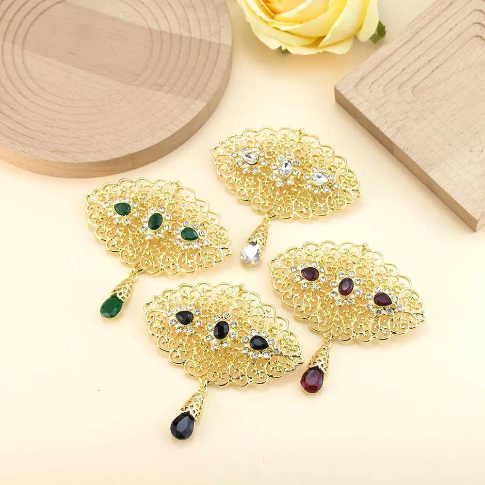 Fashion Women Brooch Arabic Morocco Jewelry Hijab Lapel Pins Gold Color Crystal Bridal Bijoux Z260401