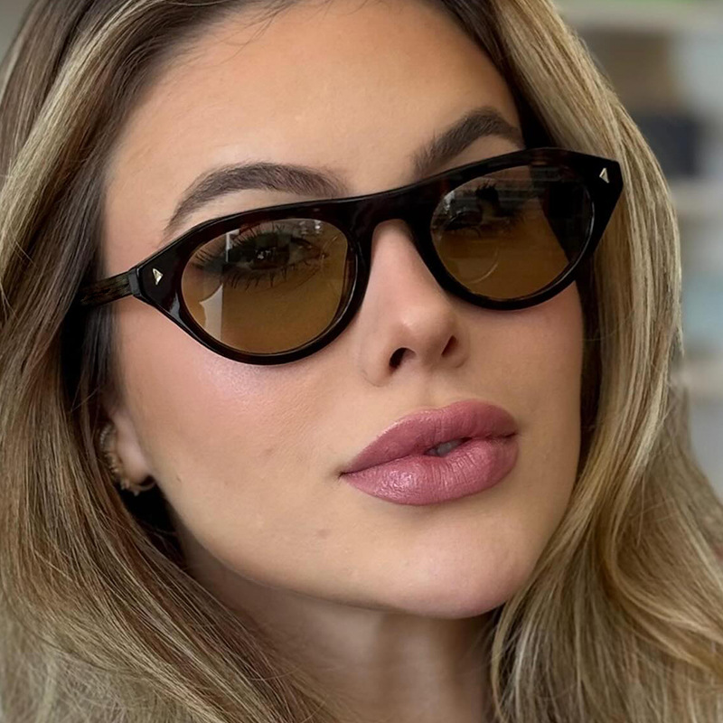 Hot selling retro women's cat eye sunglasses with classic turtle black frame brown gradient lenses, UV400 protection, fashionable design, free sh