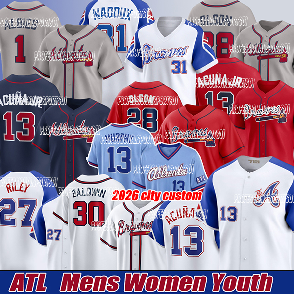 Atlantas braves Jerseys Ronald Acuna Jr. Jersey #1 Ozzie Albies Chris Sale Austin Riley Matt jersey 2026 city custom Baseball Jerseys