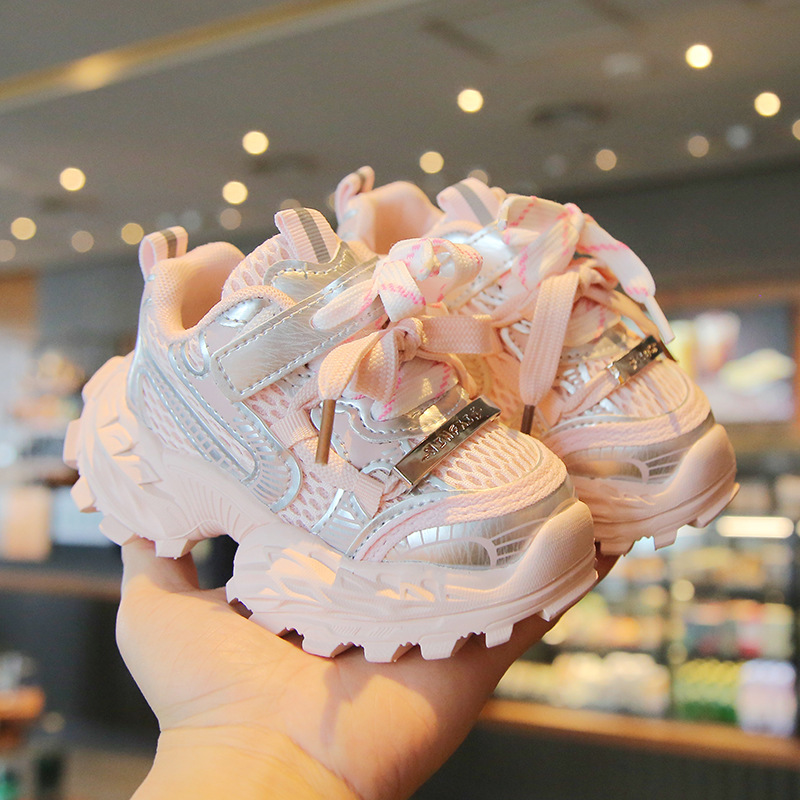 Kids Chunky Sneakers Dad Breathable Mesh Running Shoes Non-slip Soft Sole Casual Sport Shoes for Boys Girls Free shipping