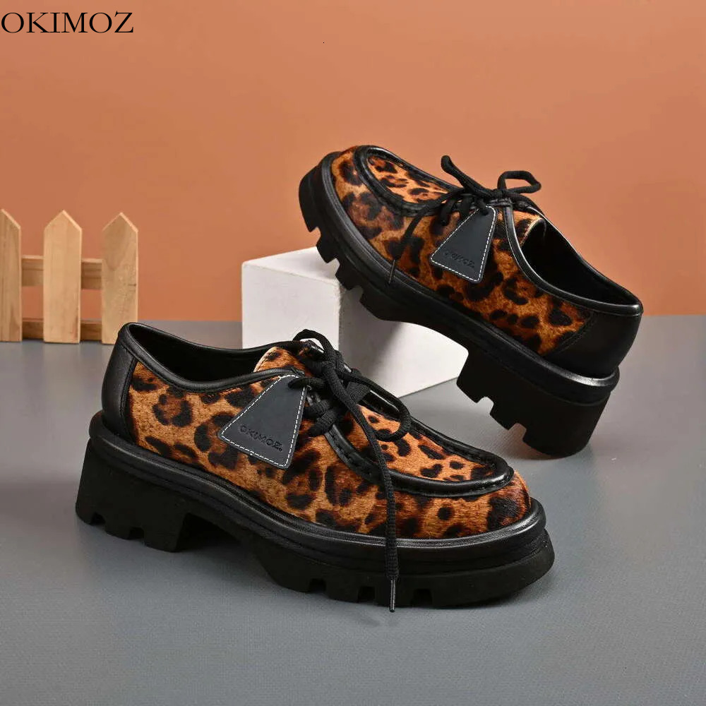 Fashion casual shoes Exotic Leopard Print Platform Oxford Shoes with Chunky Sole Okimoz