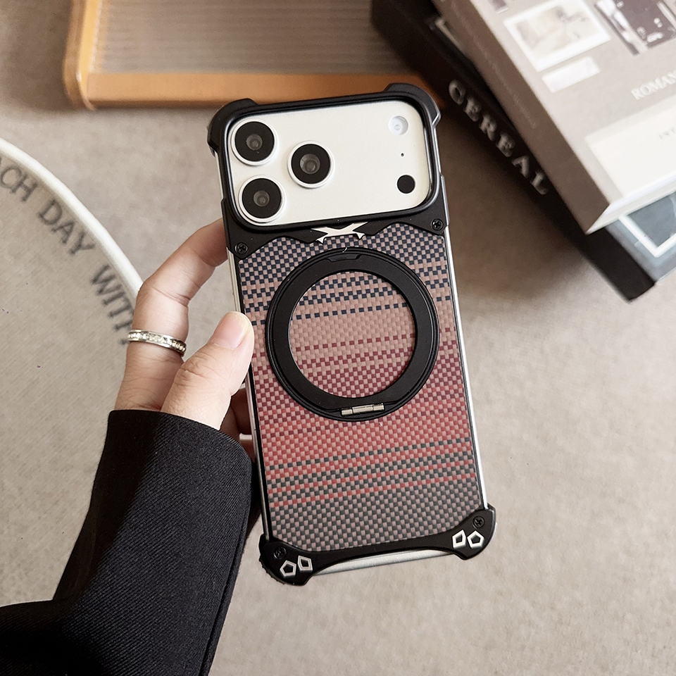 iPhone 15 Pro Max Compatible Fastand Metallic Frame with Unique Fiberglass Design - Supports Seamless Apple MagSafe Accessories Integration