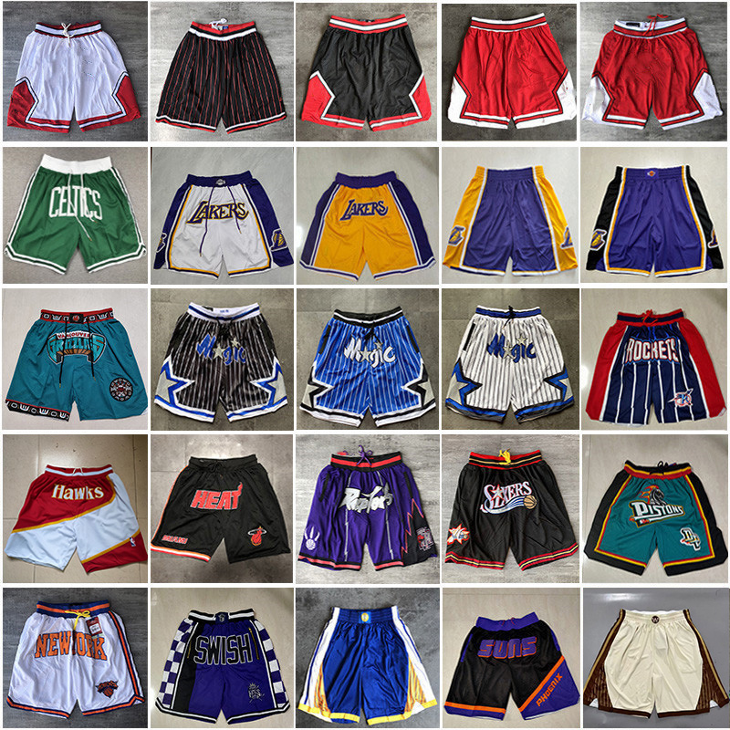 Basketball Shorts Stitched Classics Just Don Retro Men With Pockets Zipper Gym Training Beach Pants Sports Hip Pop Pant Breathable mesh shorts embroidery