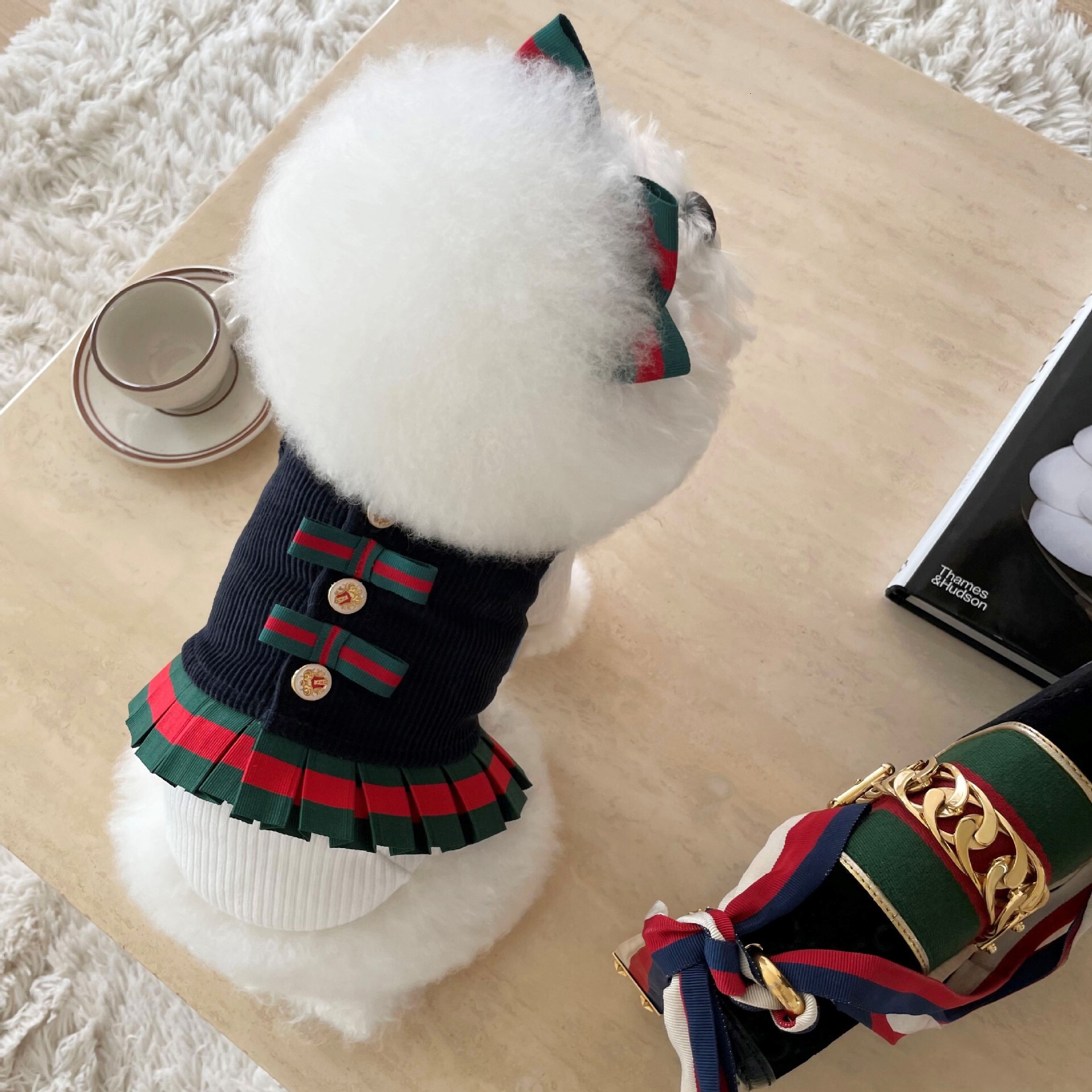 Pet Clothes Ins Korean Spring Style Bowknot Short Strap For Dogs And Cats Cute Comfortable Apparel