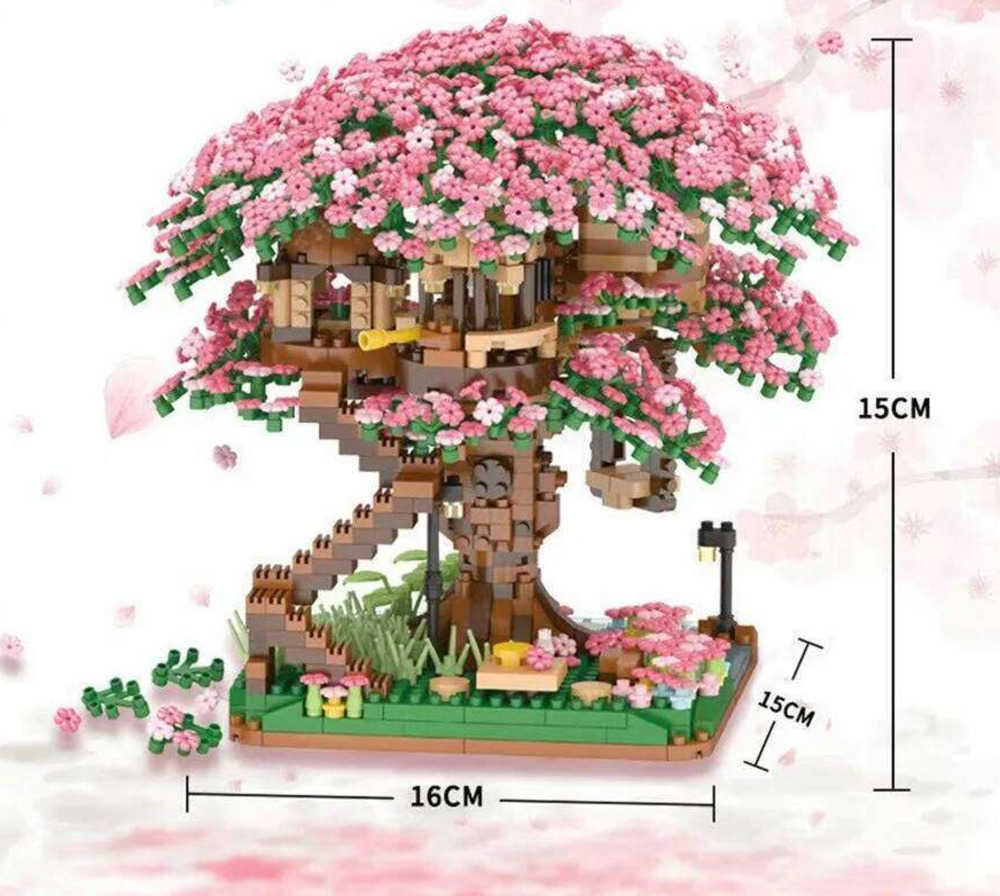 2138pcs Mini Sakura Tree Building Blocks Set Cherry Blossom Bricks Treehouse Model Romantic Gifts for Girlfriend C260306 - view 3