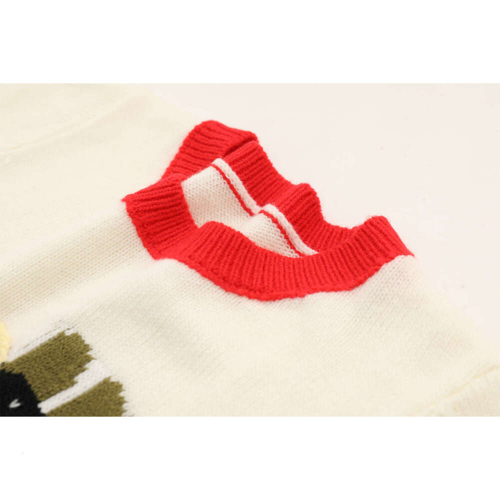 Designer French retro color blocked round neck short sleeved k30 knitted top for women's high-end jacquard splicing T-shirt