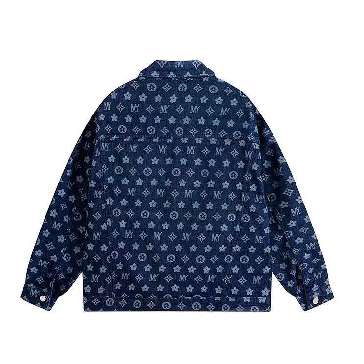 2026 Spring Autumn New Jacquard Full-Print Denim Jacket For Men, American Style Trendy Brand, Loose Casual, Stylish And Versatile Coat Asia Size