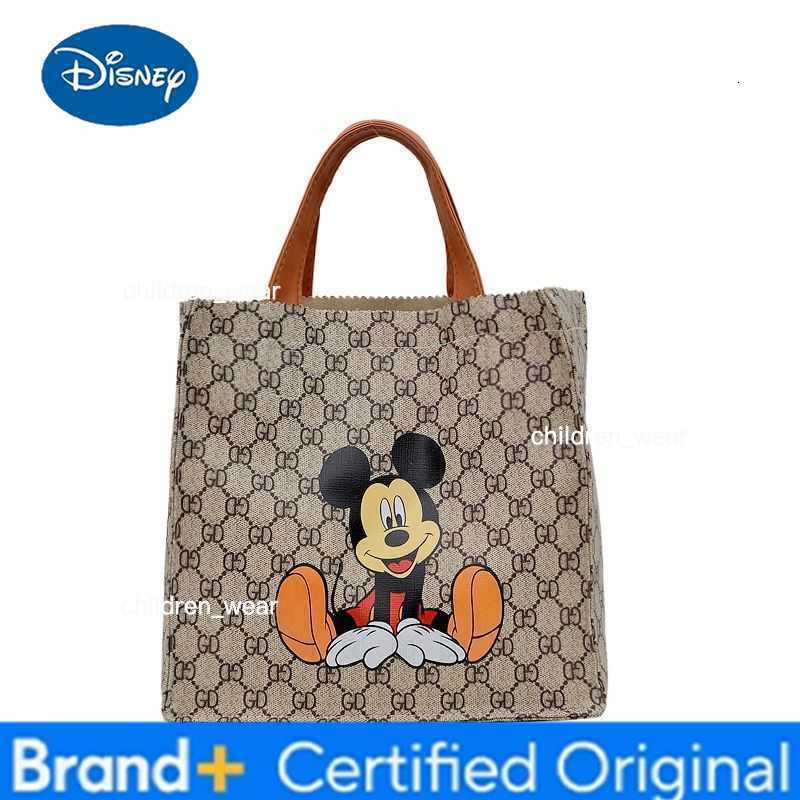 Disney Work tote bag - popular handbag for women, new style, large capacity, spacious opening, old-style floral pattern, Mickey design, square shape b