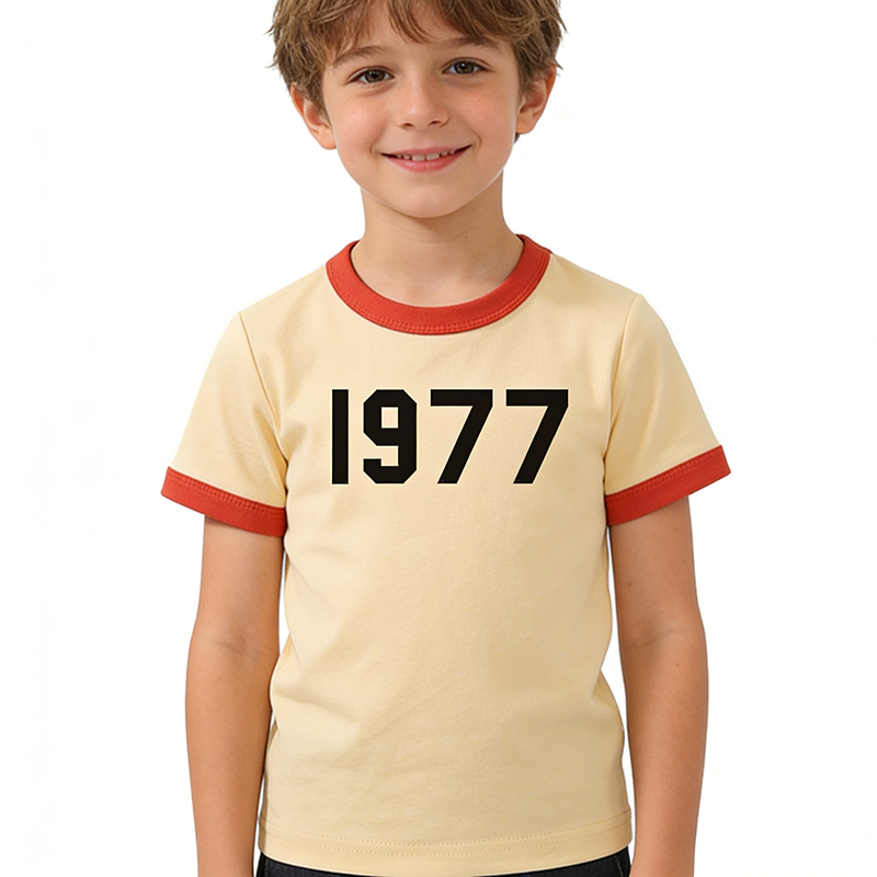 Kids clothing Ringer T Shirt Summer Retro Contrast Trim Short Sleeve Crew Neck Cotton Tee for Toddler Boys Girls designer clothes Casual Basic Top