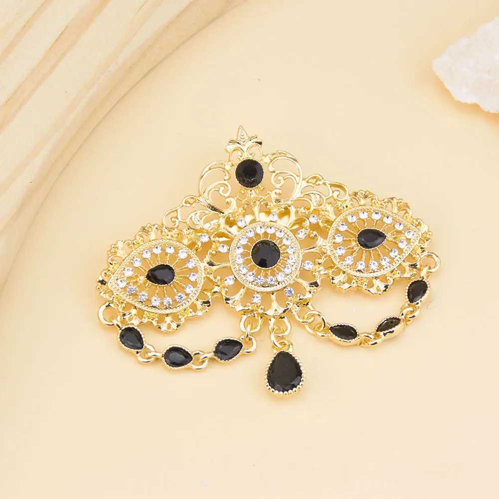 Arabic Colorful Brooch Crystal Pendant For Women Morocco Bridal Caftan Pins Hollow-out Tassel Design Z260401