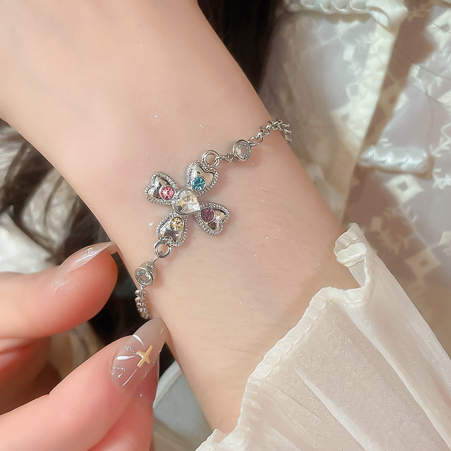 Sweet cool ins-style zirconia cross flower bracelet and earrings light luxury high-end jewelry set, niche stylish accessories - view 6