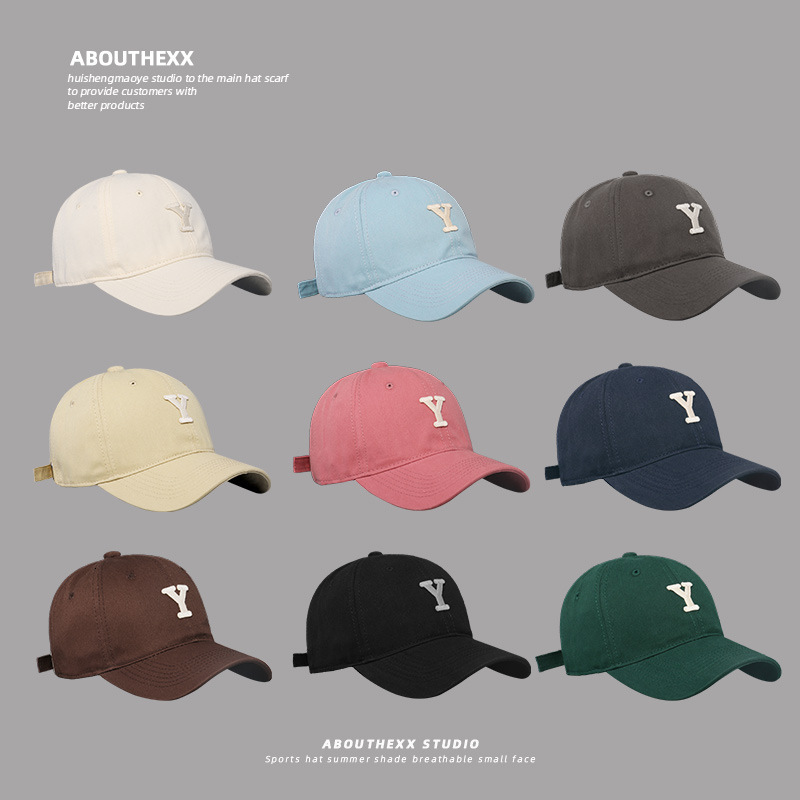 Soft-top Y-letter women, spring and summer Korean style versatile baseball cap, casual couple's cap that makes the face look smaller, trendy for 