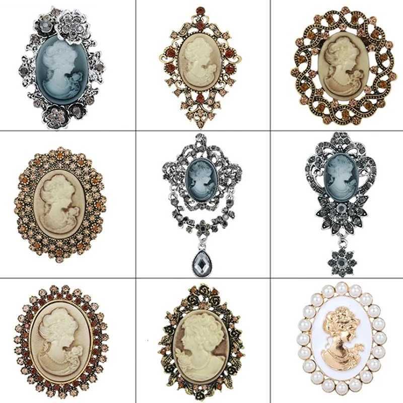 1PCS Crystal Rhinestone Lady Vintage Cameo Victorian Style Wedding Party Women Pendant Brooch Z260401